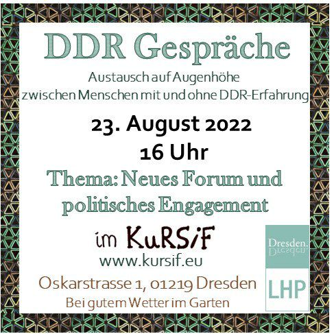 DDR Vortrag - Neues Forum + Diskussion über pol. Aktivismus